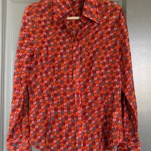 Escada Red Floral Pattern Shirt